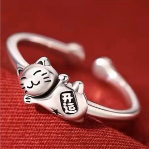 Silver Lucky cat Ring